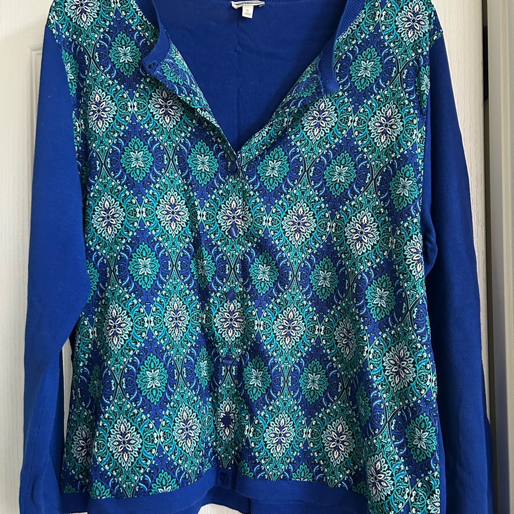 Knitted Talbots Blue Printed Long Sleeve Pullover